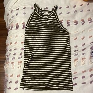 Madewell green and white striped tank xxs